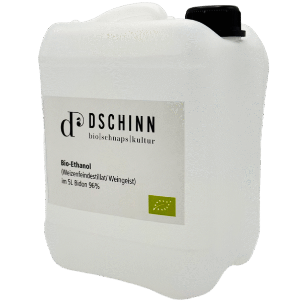 Vijf liter jerrycan met biologische pure alcohol (ethanol 96 %).