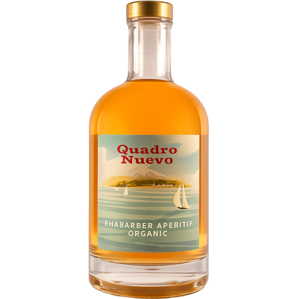 Dwersteg Rabarberlikeur Quadro Nuevo biologische rabarberlikeur fles