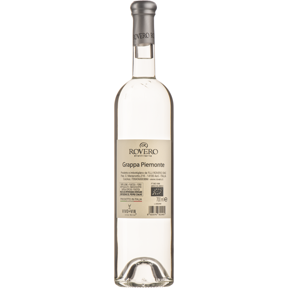 Rovero Grappa Piemonte VivoLoVin biologisch grappa Italië 700ml fles