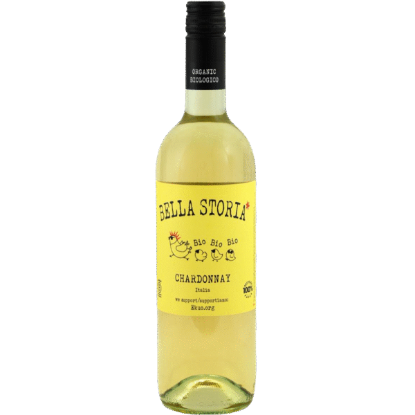 Fles Bella Storia Chardonnay biologische witte wijn uit Italië