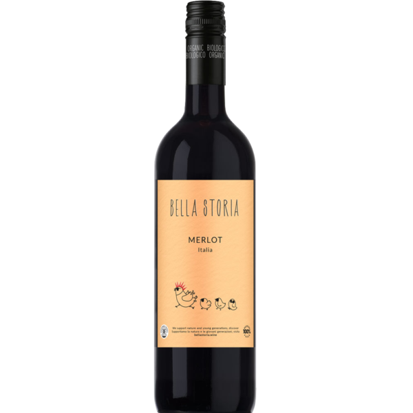 Bella Storia Merlot biologische rode wijn uit Veneto Italië 75cl vegan Merlot