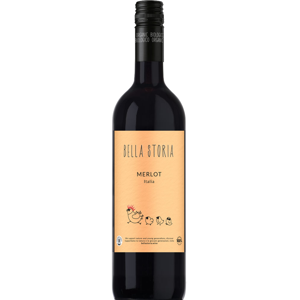 Bella Storia Merlot biologische rode wijn uit Veneto Italië 75cl vegan Merlot
