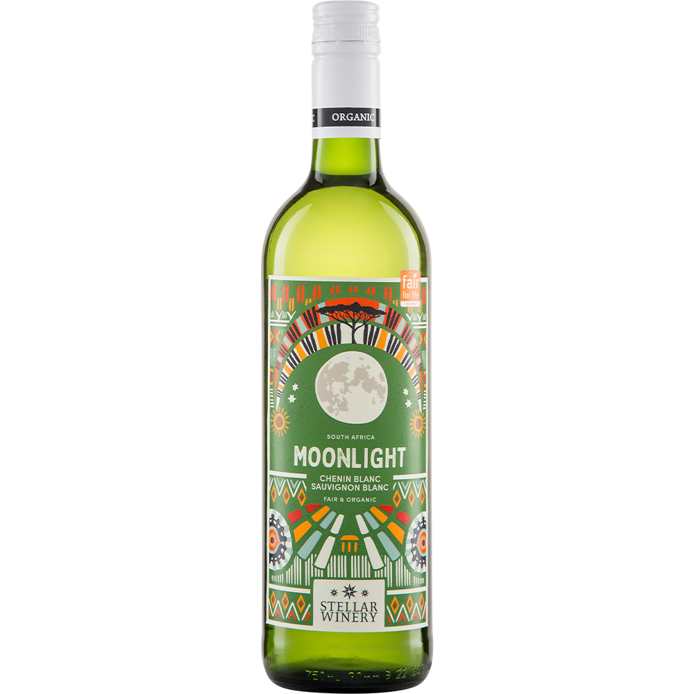 Stellar Organics Moonlight Chenin Blanc Sauvignon Blanc biologische fairtrade vegan witte wijn uit Zuid Afrika