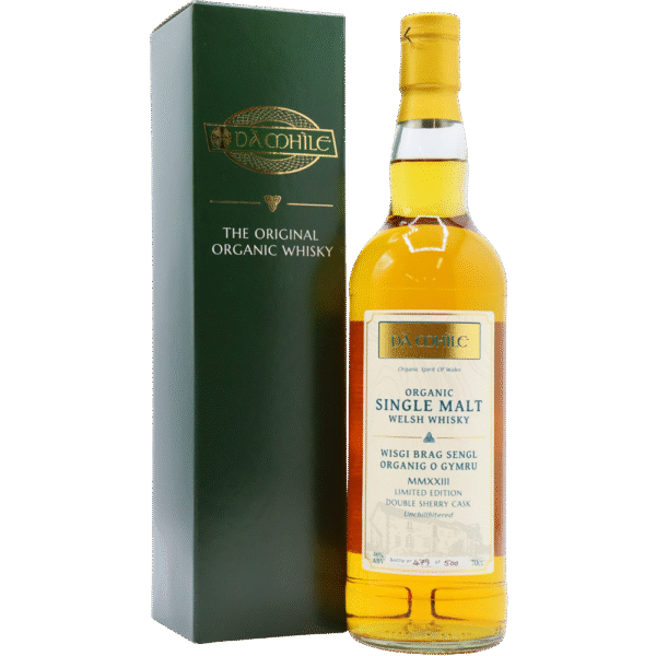 Fles Dà Mhìle Sherry Cask Welsh Whisky 70cl met biologisch label