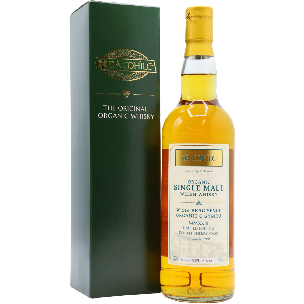 Fles Dà Mhìle Sherry Cask Welsh Whisky 70cl met biologisch label