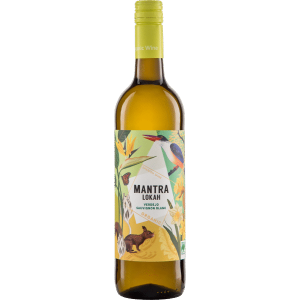 Fles Mantra Lokah Verdejo-Sauvignon Blanc 2024 biologische witte wijn