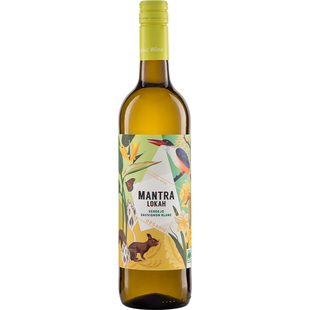 Fles Mantra Lokah Verdejo-Sauvignon Blanc 2024 biologische witte wijn