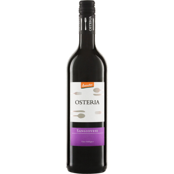 Fles Osteria Sangiovese 2023 – Biodynamische rode wijn met kers en kruidigheid