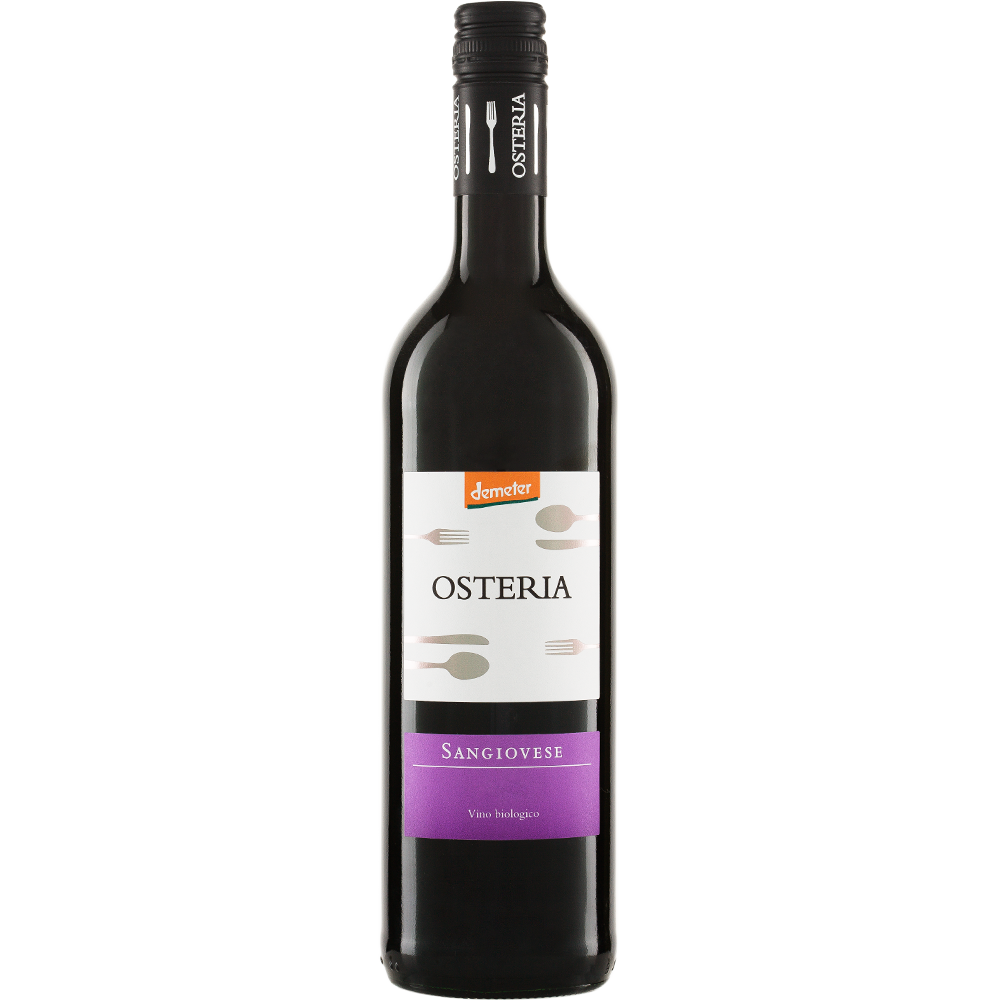 Fles Osteria Sangiovese 2023 – Biodynamische rode wijn met kers en kruidigheid