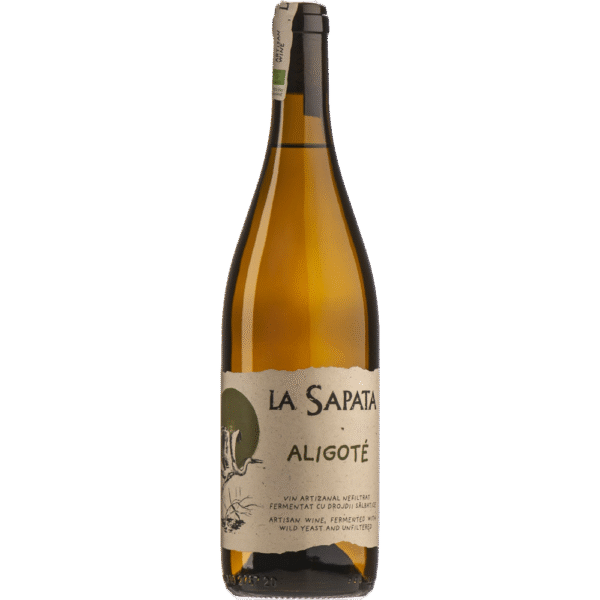 Fles La Sapata Aligoté biologische witte wijn uit Roemenië