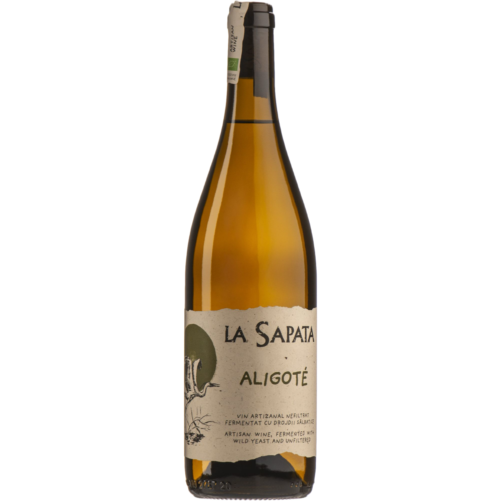 Fles La Sapata Aligoté biologische witte wijn uit Roemenië
