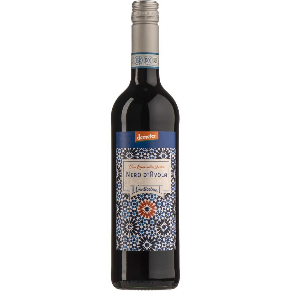 Fles Pontissimo Nero d’Avola 75cl – Biologische Nero d’Avola rode wijn uit Sicilië