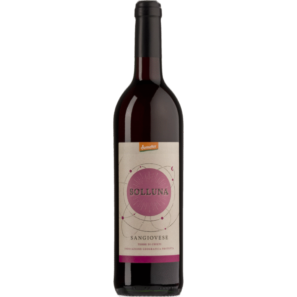 Fles Solluna Sangiovese biologische rode wijn uit Abruzzo