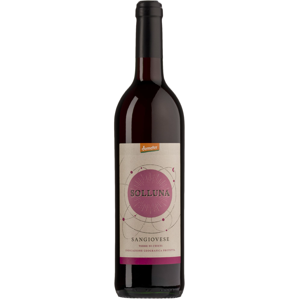 Fles Solluna Sangiovese biologische rode wijn uit Abruzzo