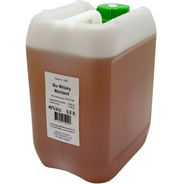 Biologische whisky in 5 liter jerrycan uit Zwitserland met Schotse en Franse invloeden