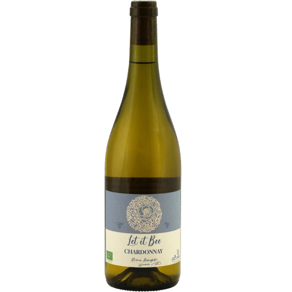 Fles Let It Bee Chardonnay biologische wijn uit Languedoc Frankrijk met citrus en geel fruit