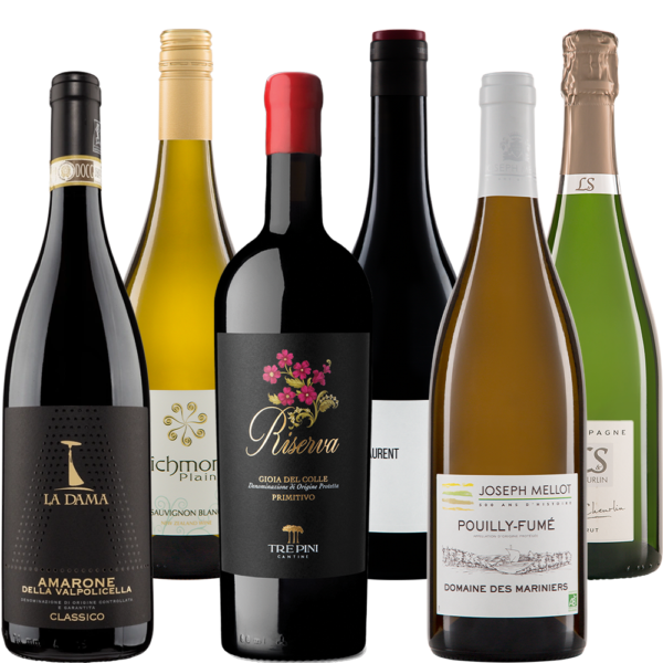 Wijnpakket Deluxe met 6 luxe biologische topwijnen uit Frankrijk en Italië
