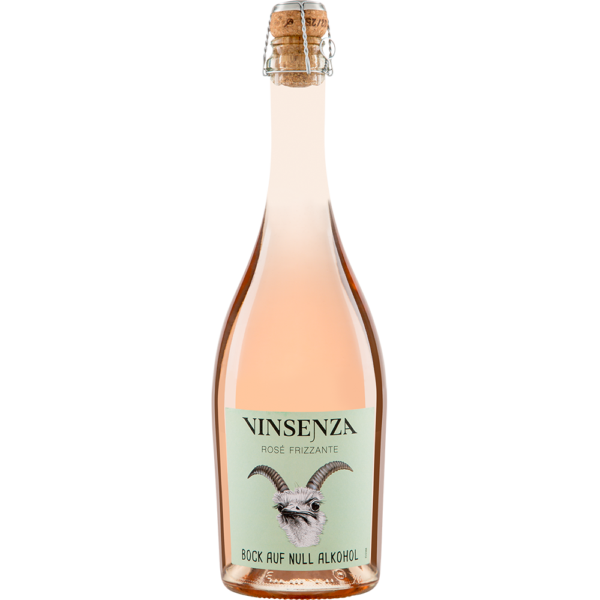 Vinsenza Rosé Frizzante Alcoholvrij fles alcoholvrije rosé met bubbels