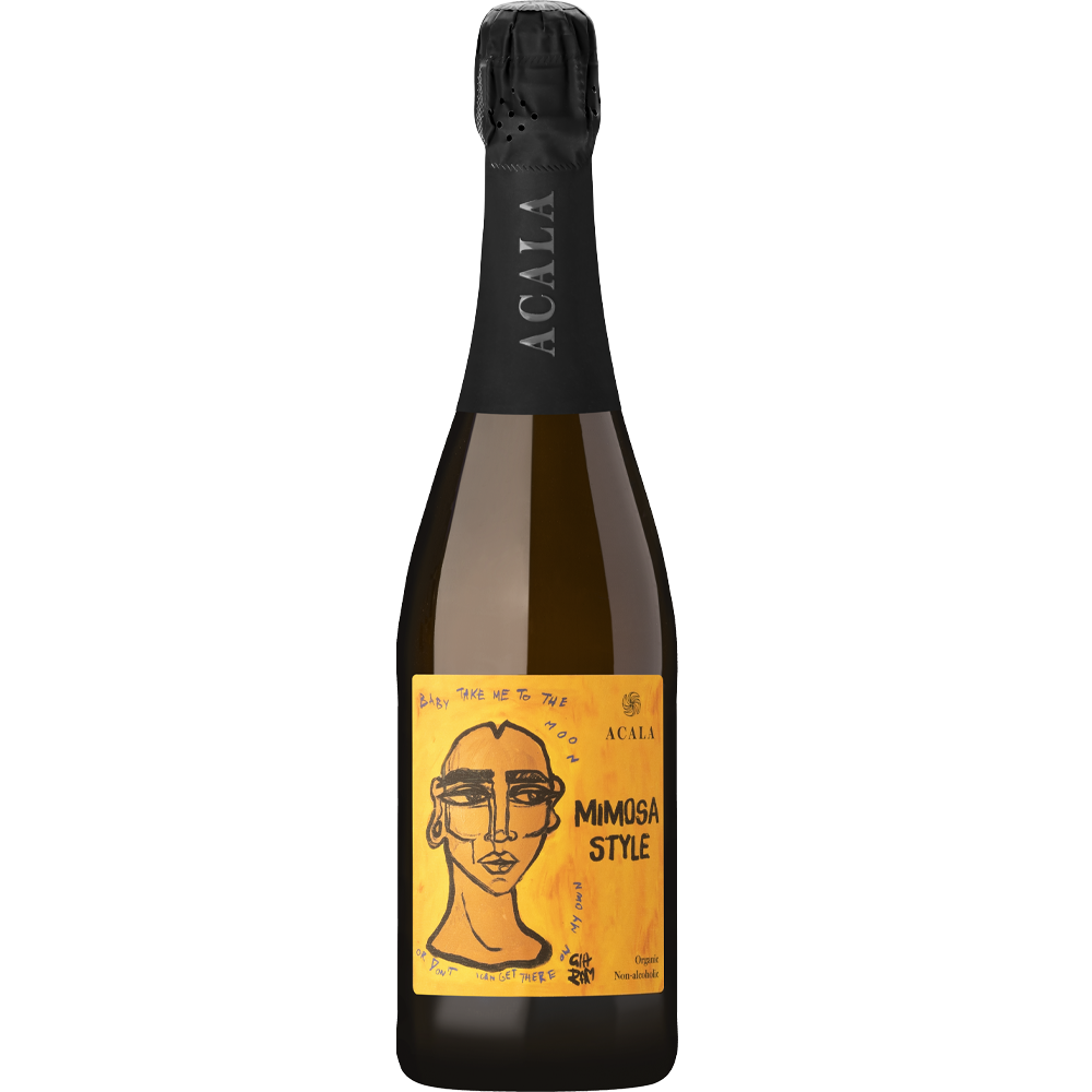 Acala Sparkling Tea Mimosa Style Alcoholvrij 75cl mousserende thee uit Litouwen met sinaasappel en fijne bubbels