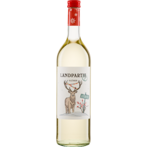 Fles Landparty Witte Glühwein Alcoholvrij met winteretiket